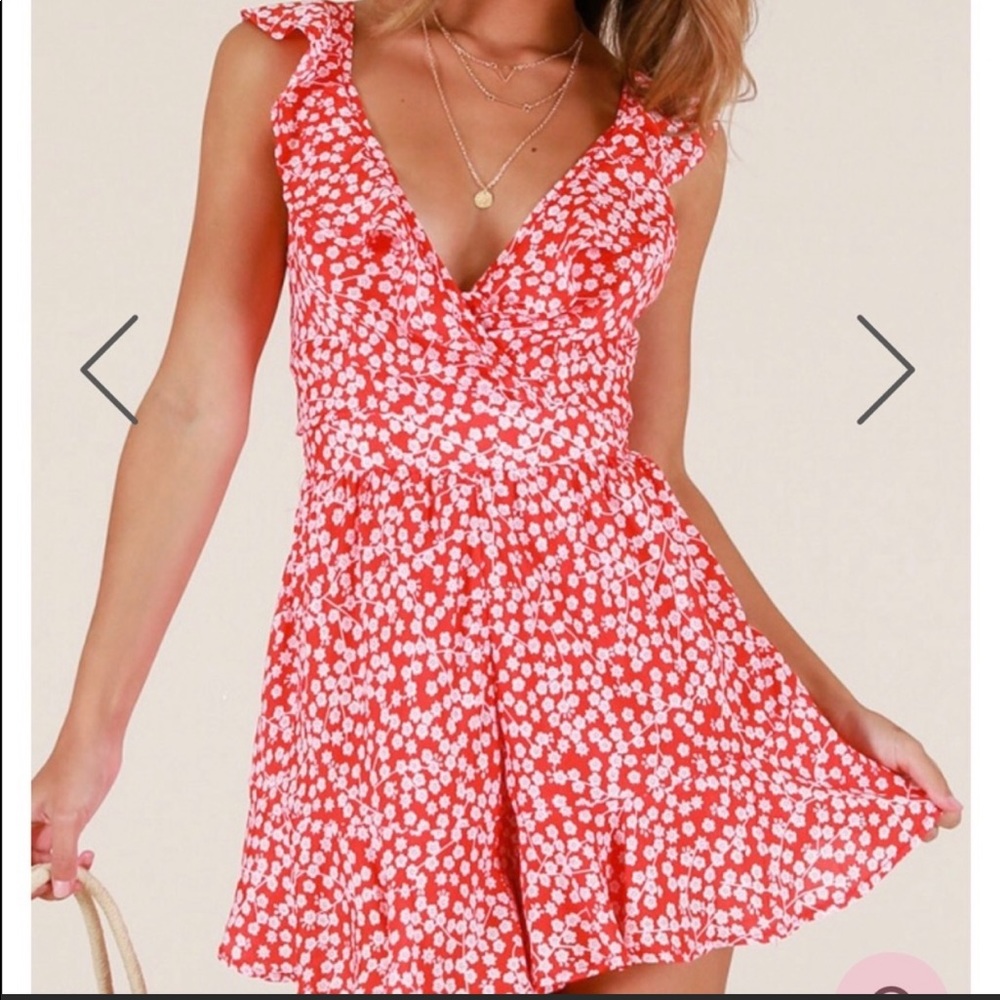 Showpo red floral romper